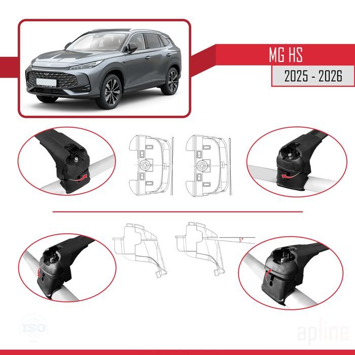 Barras de techo ACE-2 compatibles con MG HS 2025-2026, portaequipajes de aluminio negro, 2 barras.