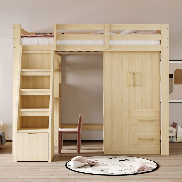 Kleiderschrank 70 x 40 x 135 cm, Doppeltür-Design mit Schubladen und Staufächern, Kleiderschrank für Einzelbett