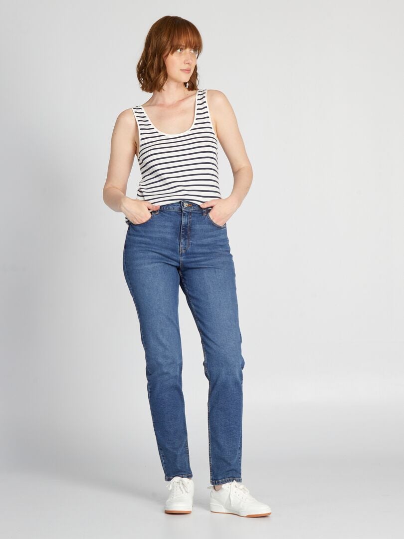 Calça jeans de cintura alta e modelagem regular - 34L - AZUL