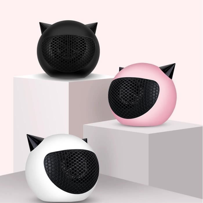 Calefactor portátil Ecent de 400 W con ventilador - Calefactor auxiliar negro, se calienta en 2 segundos con termostato.