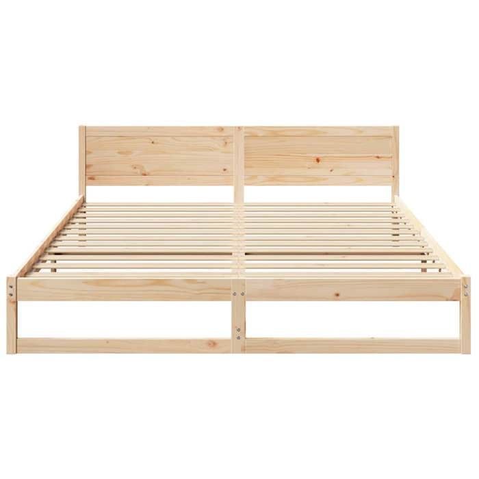 Cama doble CHIC para adultos - Estructura de cama de 200 x 200 cm, color marrón, madera maciza de pino #Sara47169