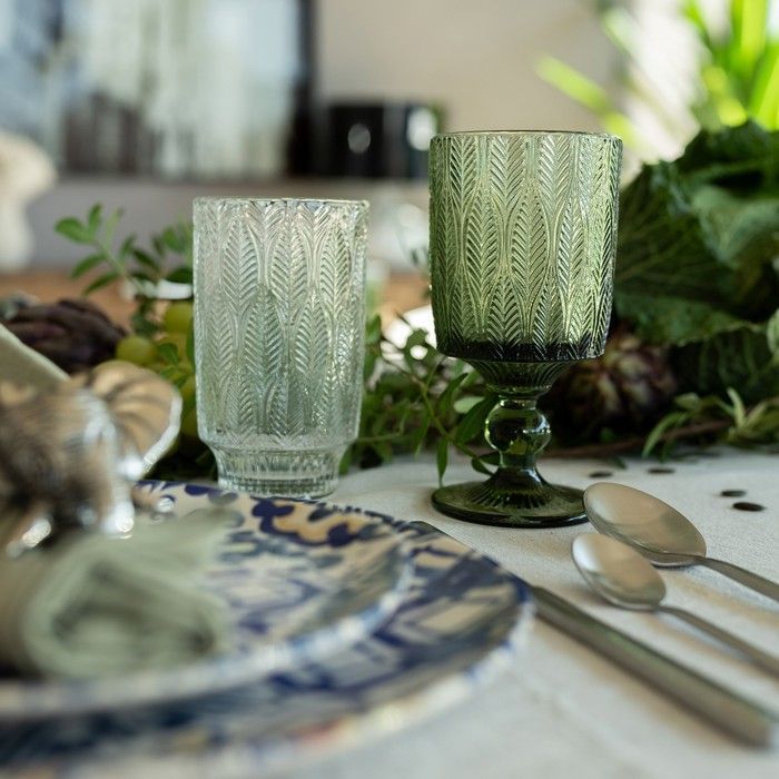Set di 6 bicchieri da vino Fogli verdi, design Kare
