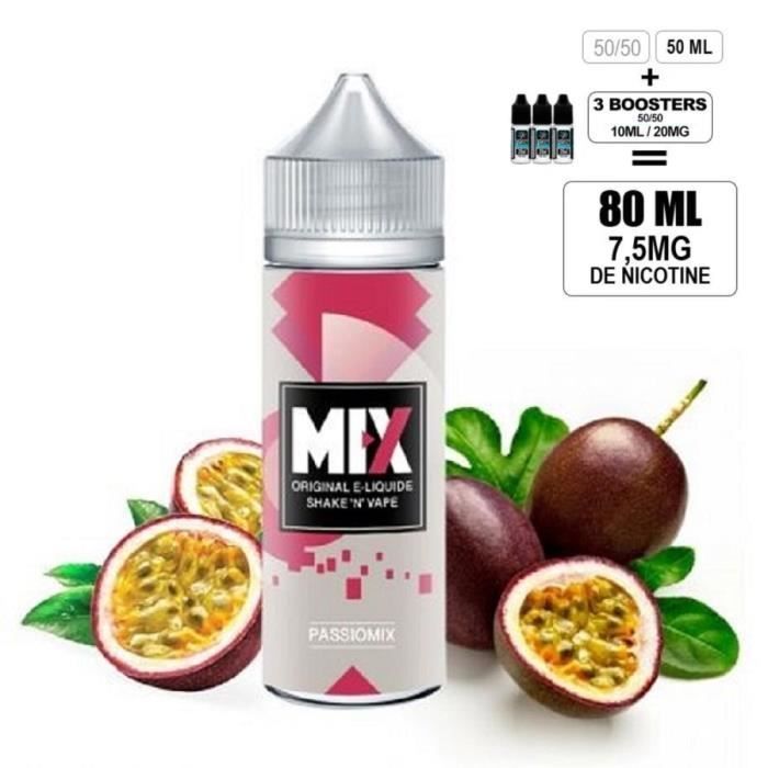 Líquido para cigarrillo electrónico de 80 ml con 7,5 mg de nicotina - Marca: Mix - Sabor: Maracuyá