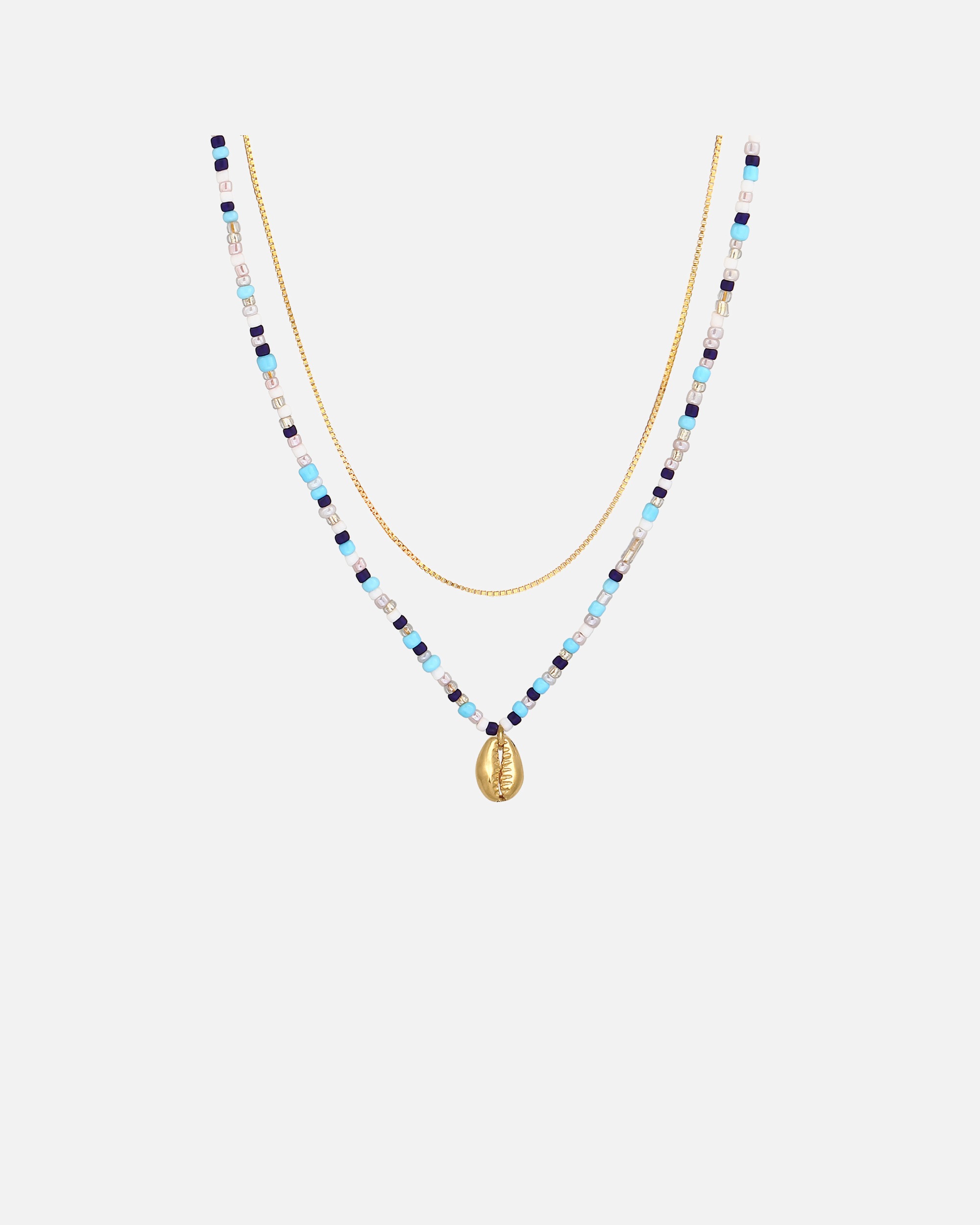 Elli Femmes Couche Coquillage Pendentif Perles de verre Coloré Été Trend en argent sterling 925 plaqué or