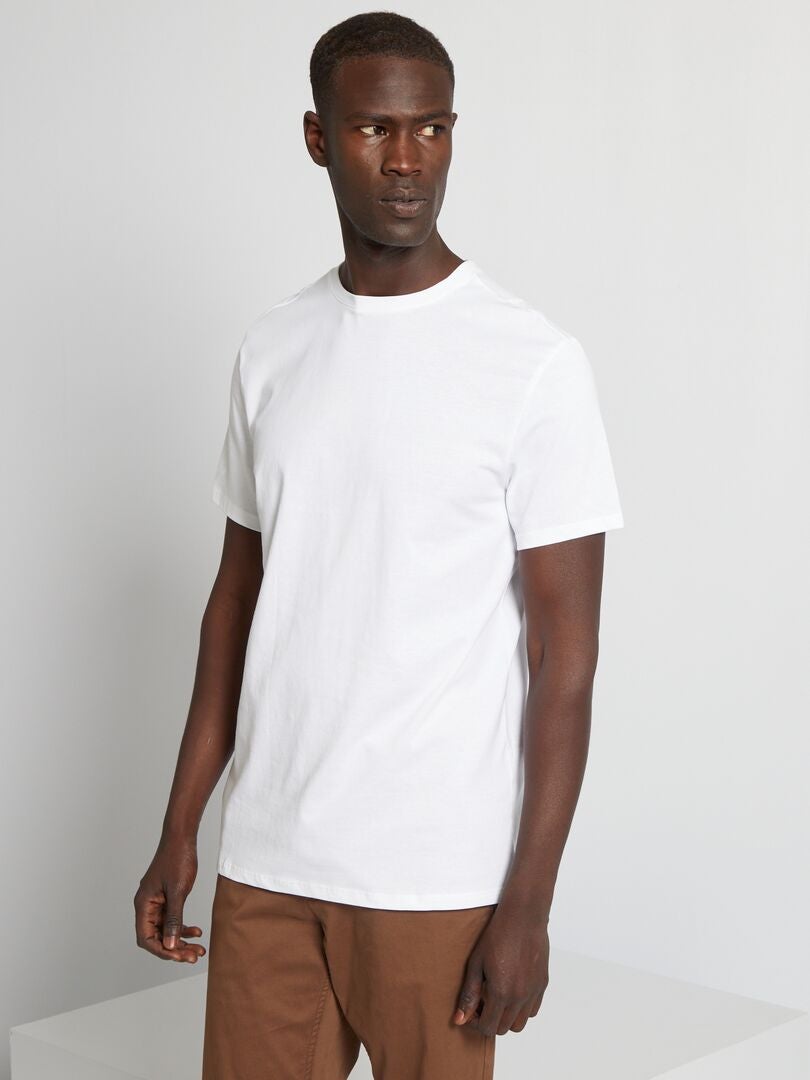 Effen recht model T-shirt van jersey - wit