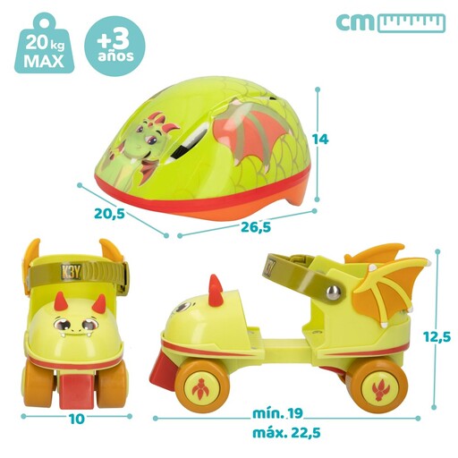 Keyriders - Combo Patins et Casque Dragon 3D