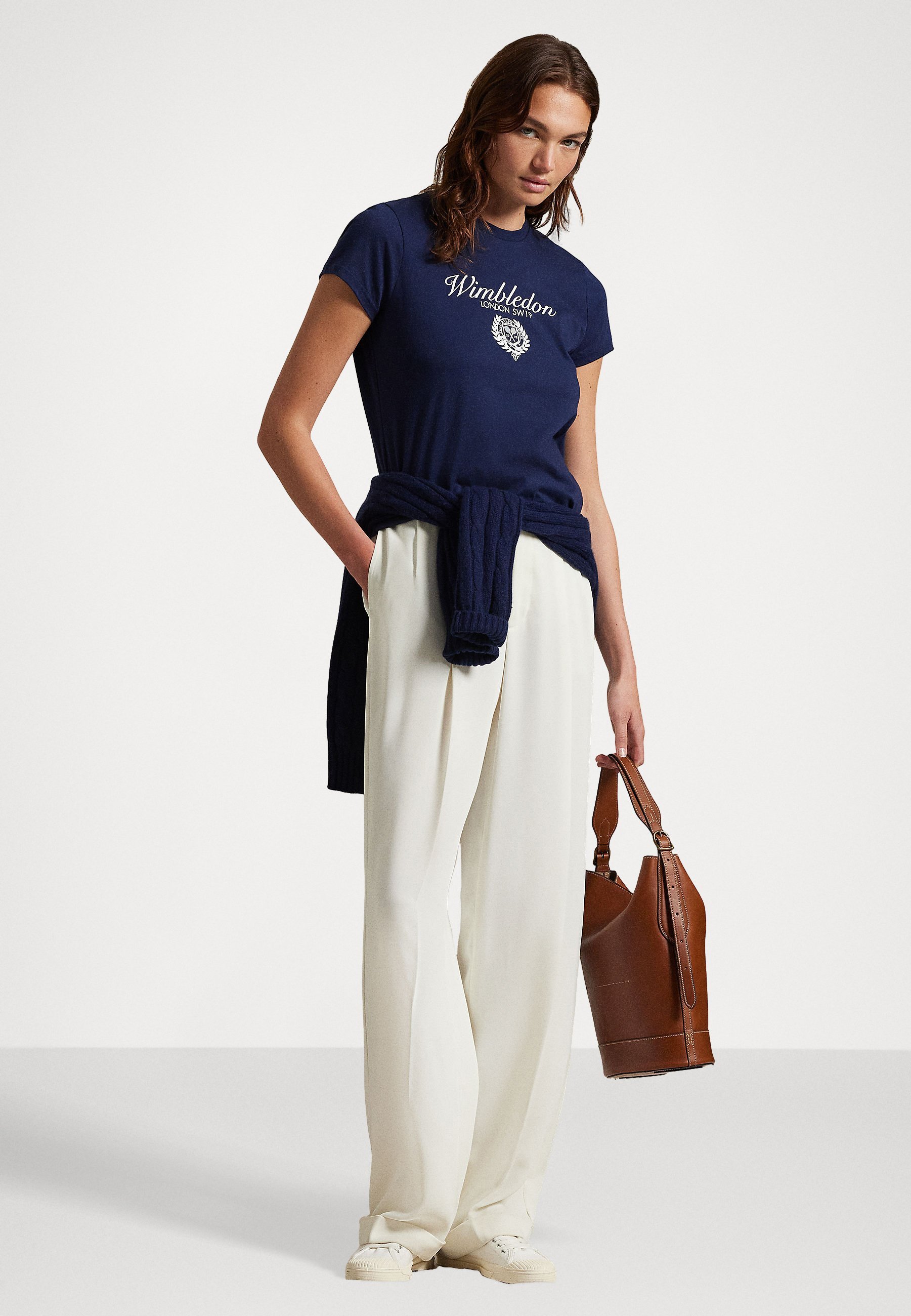 Polo Ralph Lauren Wimbledon Crescent katoenen jersey T-shirt - T-shirt met print - verfijnd marineblauw