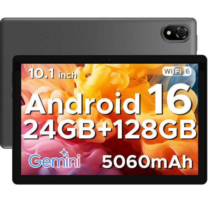 DOOGEE U10 Tablette Tactile Android 16 9GB RAM+128GB ROM (1TB TF) WiFi 6  10 Pouces, Quad-Core / 5060mAh / 8MP+5MP, Gris
