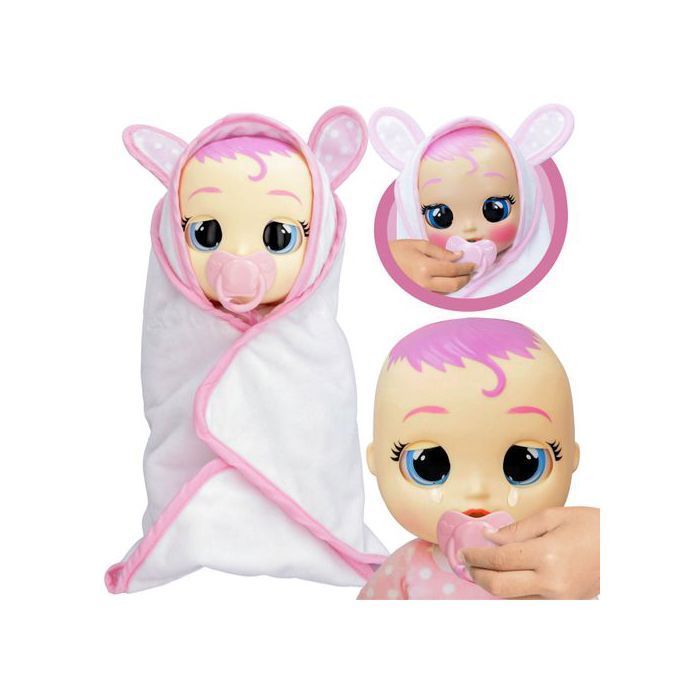 Cry Babies Bébé qui pleure Newborn Coney, poupée + accessoires, interactive, grande 30 cm, larmes et sons