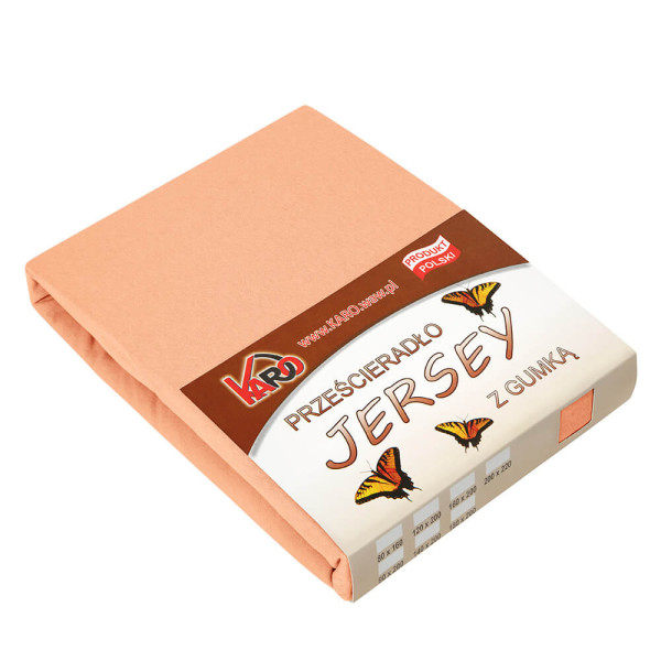 Prześcieradło jersey z gumką 120x200 morelowe KARO