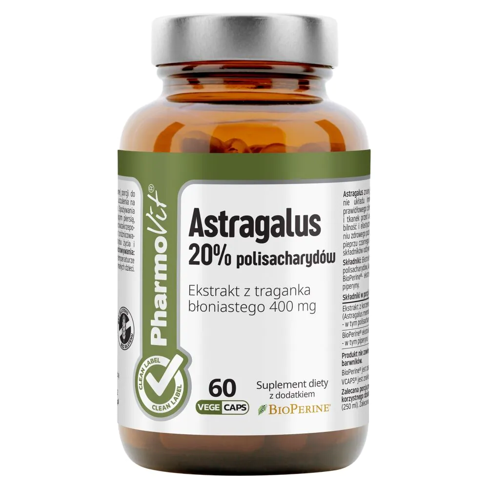 PharmoVit Clean Label Astralagus 20% polisacharydów Kapsułki
