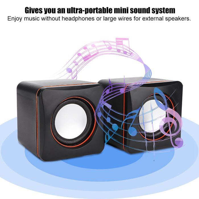 Mini Cube USB stéréo 3,5 mm Jack haut-parleur filaire pour ordinateur de bureau, ordinateur portable (double piste) -SALALIS