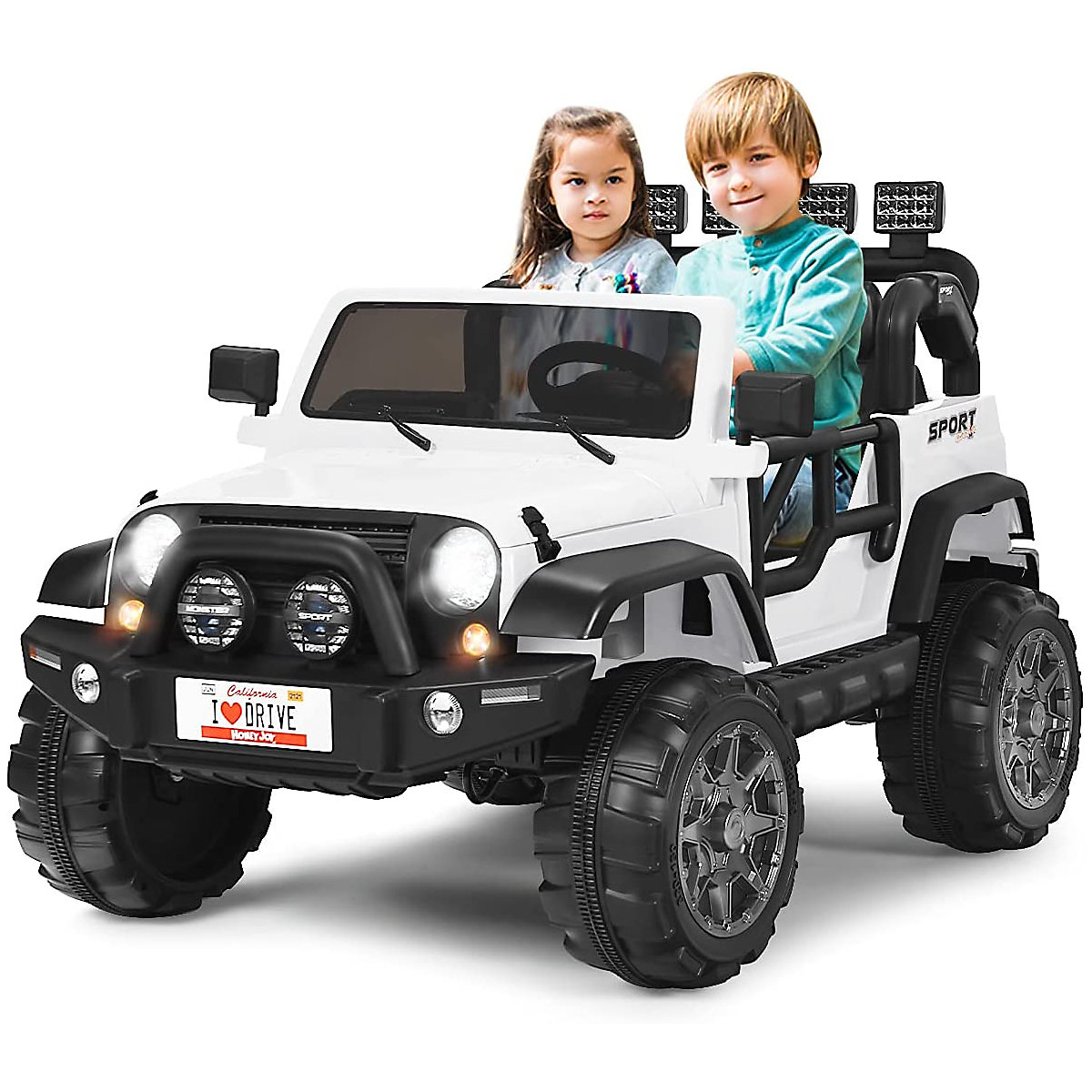 Sähköinen Jeep 2-paikkainen, 3 vaihdetta, valkoinen