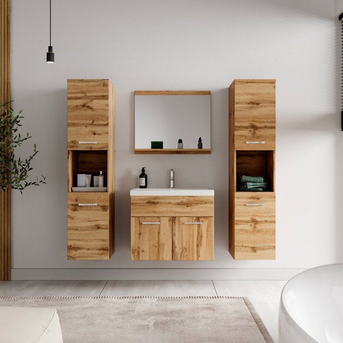 Conjunto de muebles de baño - Wotan - Montreal XL - Lavabo individual - Marrón