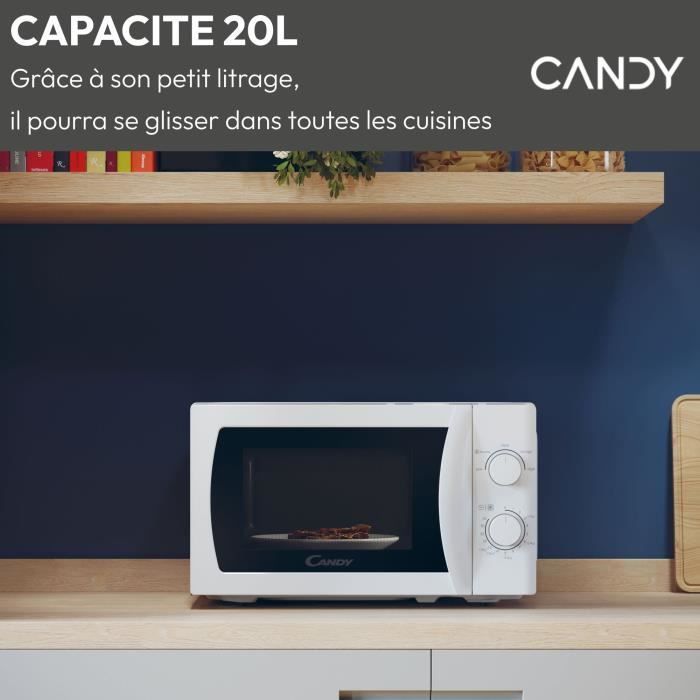 CANDY CMW20SMW Microwave Oven - 20L - 700W - Mechanical Door - 5 Power Levels - White