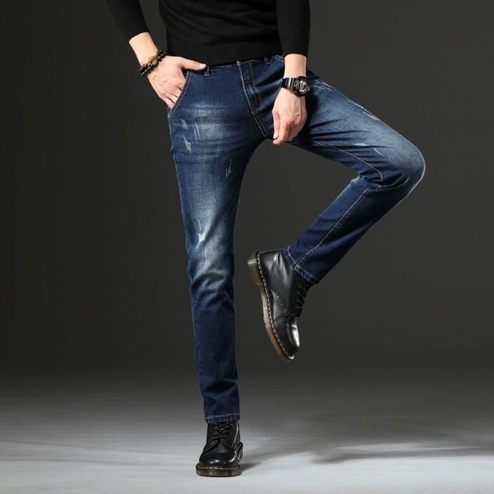 FUNMOON Men's Jeans - Skinny - Elastic - Slim Fit Pencil Pants