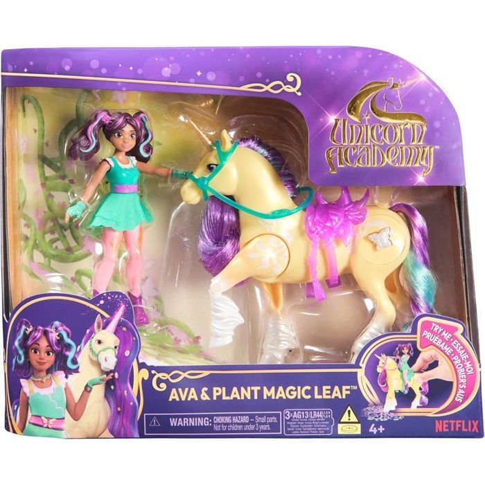 Unicorn Academy Unicorn Leaf com Luzes e Boneca Ava