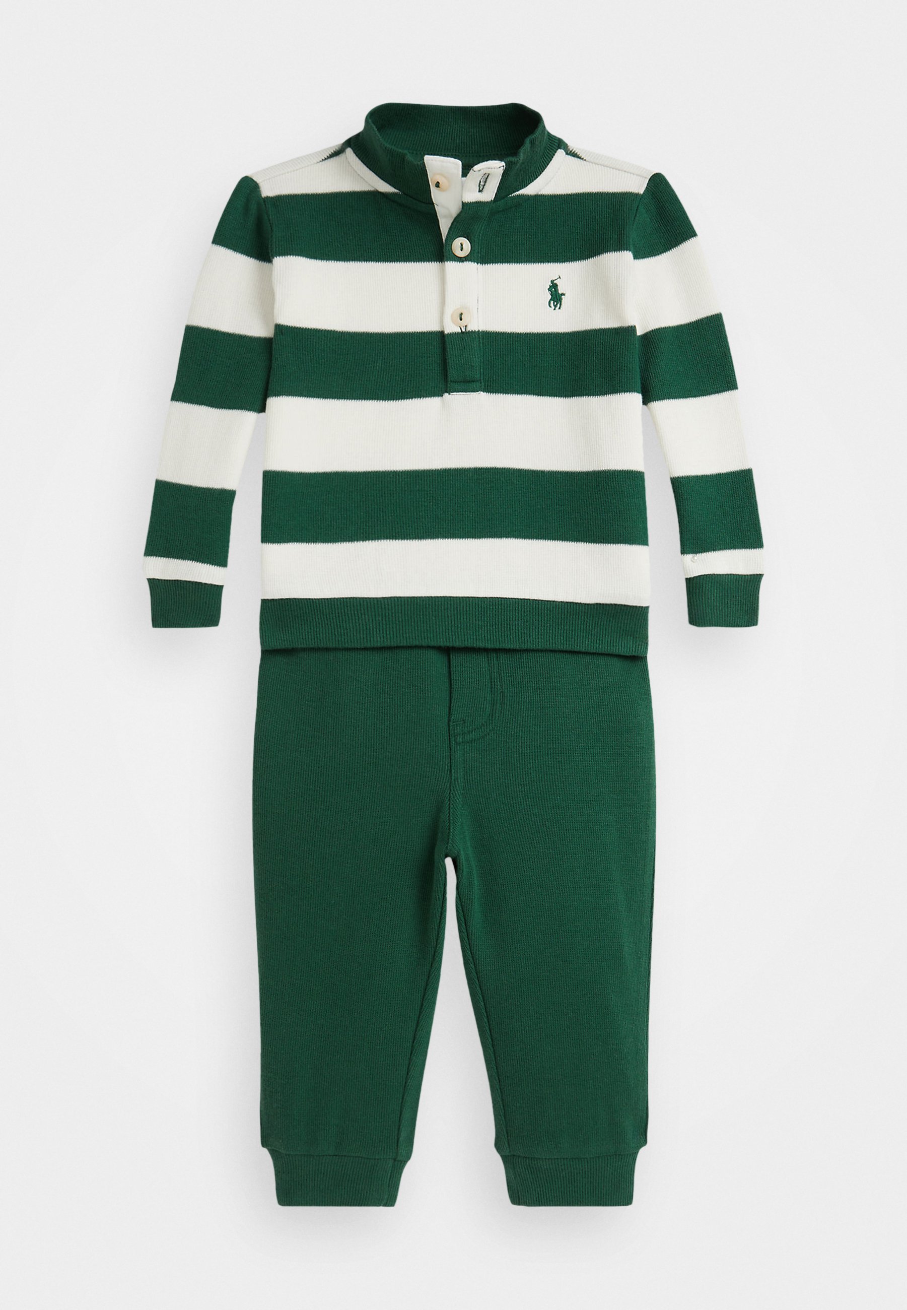Polo Ralph Lauren gestreepte Estate rib trui & broek set - Sweatshirt - kellygroen multi