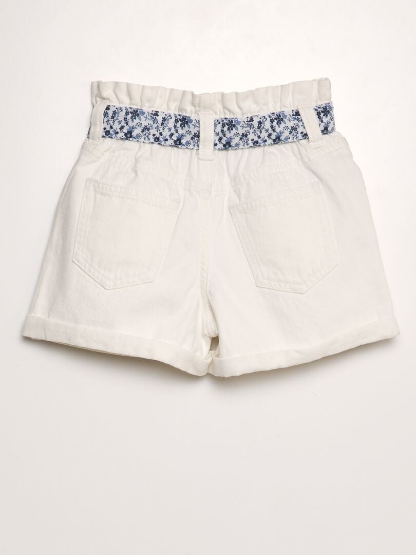 Paperbag denim shorts - WIT