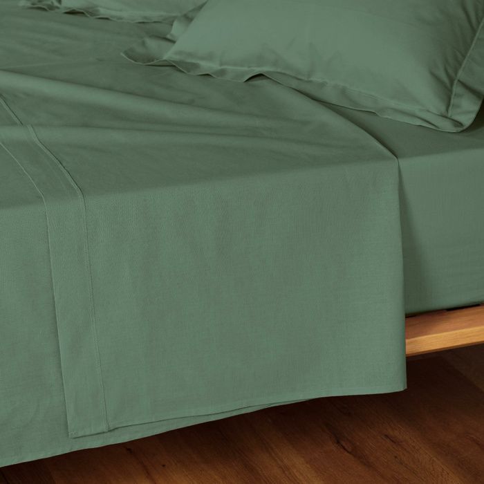 Lina plat laken 240 x 300 cm 100% katoen 57 draden - Ceder, afgewerkt met zoomsteek (2 personen)