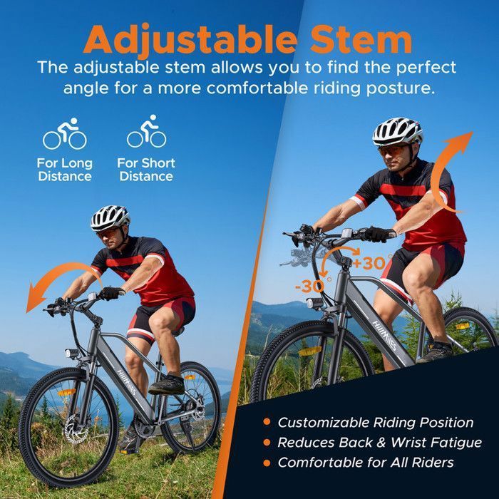 Electric Bike - HILLMILES - MileTrail 1 - Removable 36V 13Ah Battery - 100km Range - Hydraulic Brakes