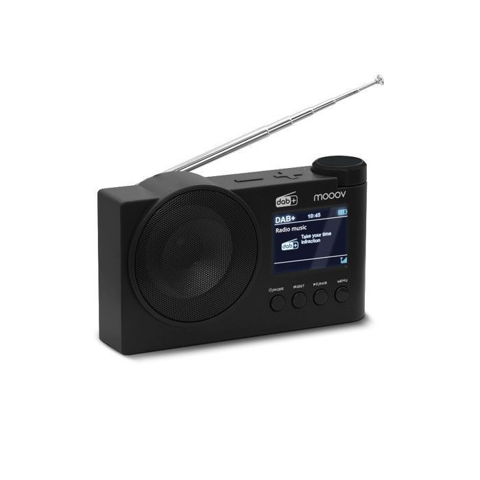 MOOOV 477254 Draagbare Bluetooth DAB/DAB+ radio met wekkerfunctie - Voeding via oplaadbare batterij of USB-C kabel - Zwart