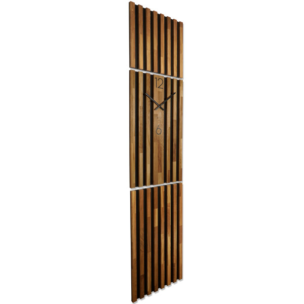 Dębowy panel ścienny Zegar w Lamelach 250x58cm