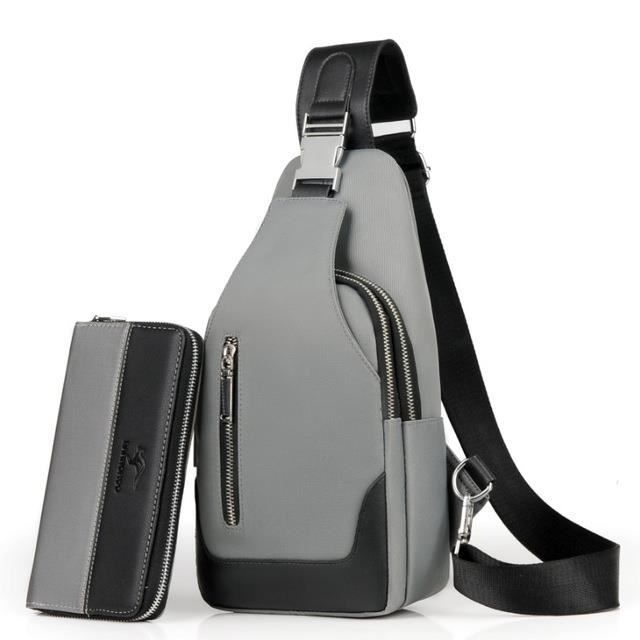 Bolso de hombro para hombre + cartera, bolso de pecho impermeable, bolso bandolera de tela para el trabajo, compras, viajes, regalo de Navidad