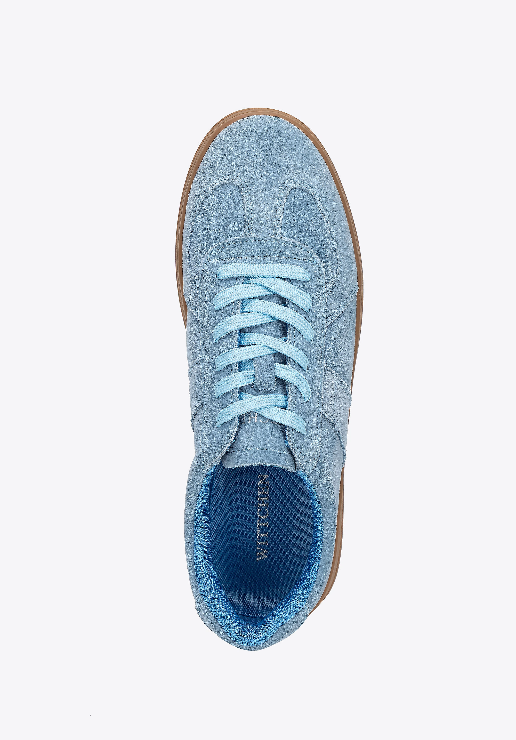 Sneakersy męskie ze skóry zamszowej niebieskie
