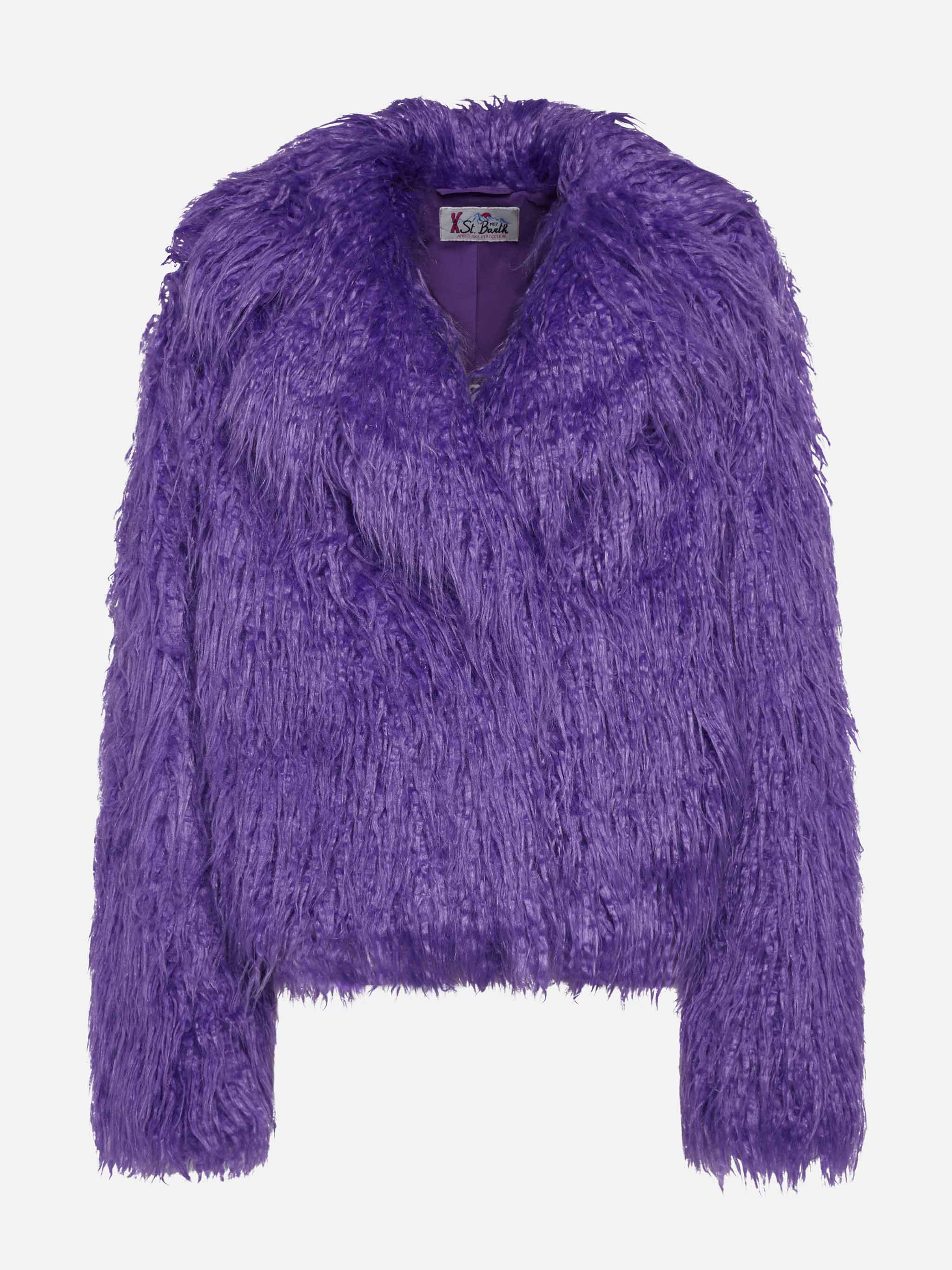 Chaqueta corta peluda morada de Sully