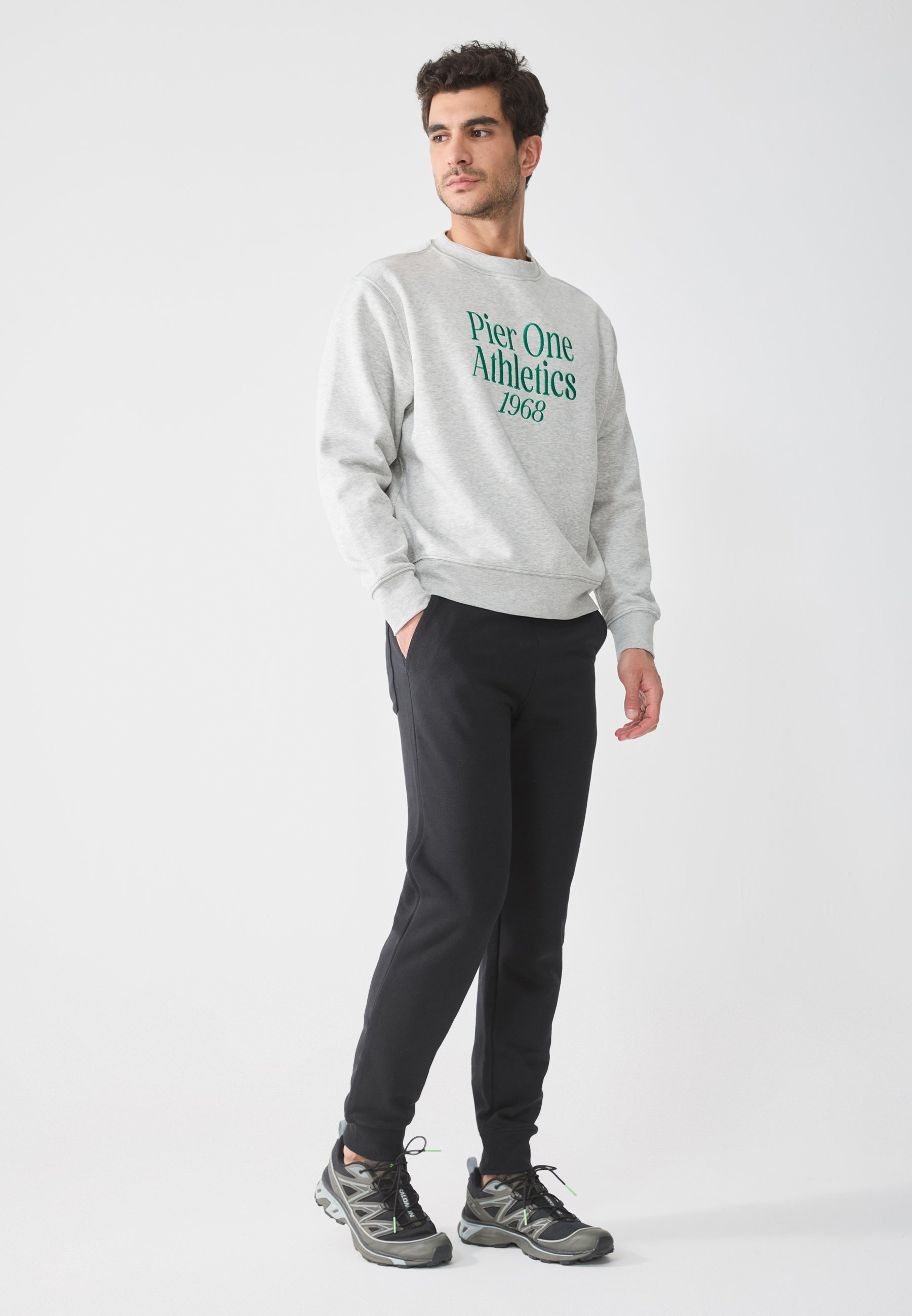 Pier One 2-pack - Trainingsbroek - zwart/gevlekt lichtgrijs