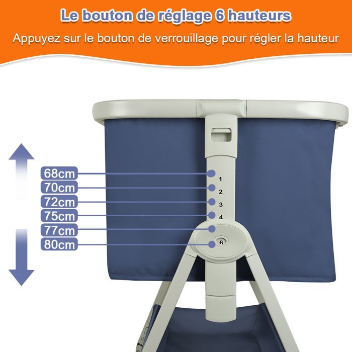 MIPAN. Cuna colecho 3 en 1 - Cama con inclinación y altura ajustables - Cuna para bebé desde el nacimiento hasta los 36 meses - Azul