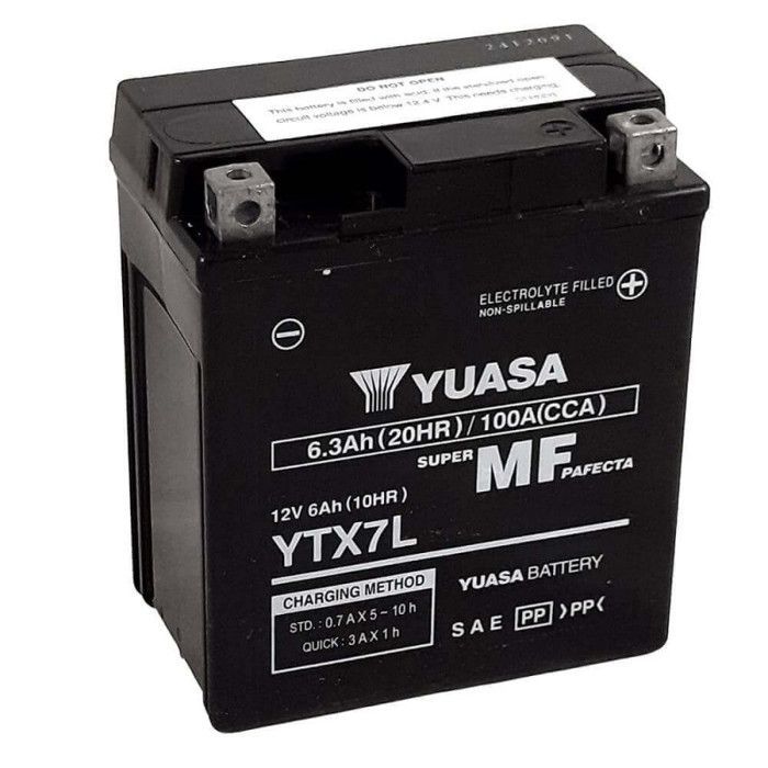 Batería Ytx7l SLA AGM - Sin mantenimiento - Lista para usar.