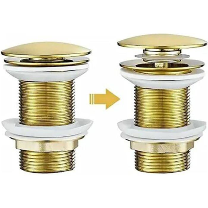 Tapón de desagüe para fregadero - Dorado - Antidesbordamiento - Cesta filtrante - Latón