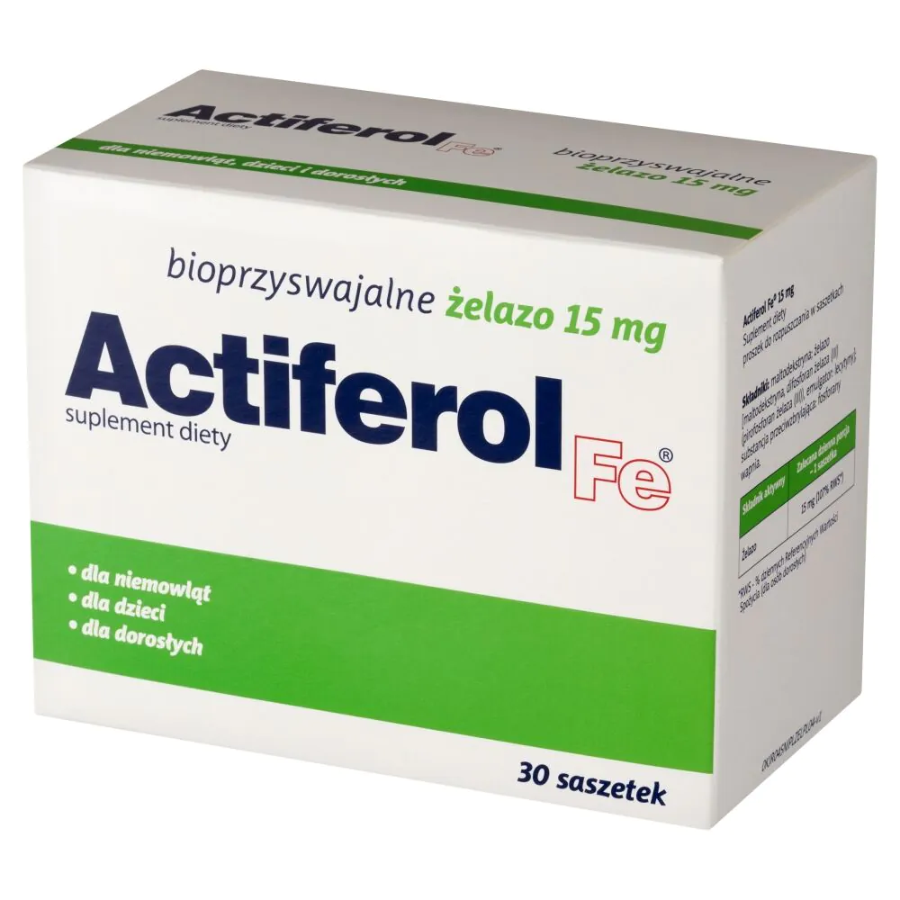 Actiferol Fe, Bioprzyswajalne żelazo 15 mg, Proszek do rozpuszczania