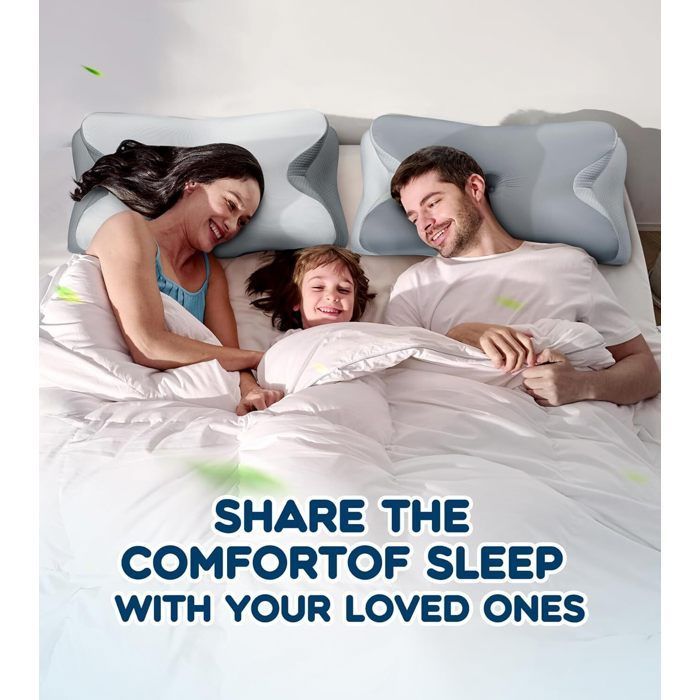 Almohada cervical ergonómica 2 en 1, almohada de espuma viscoelástica para el dolor de cuello y hombros.