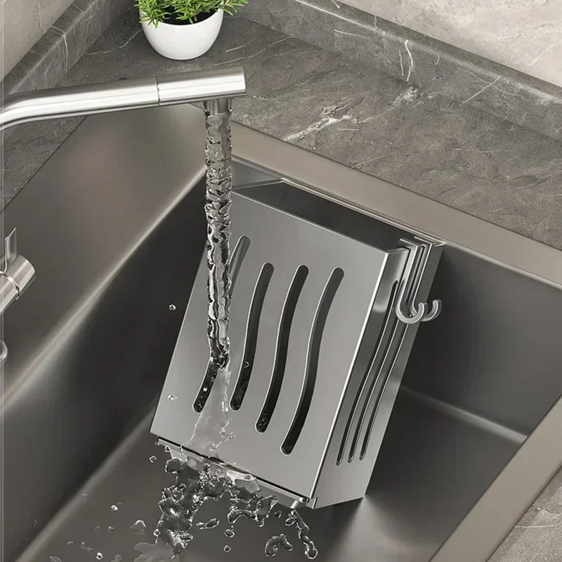 Égouttoir à ustensiles de cuisine multifonctionnel (1 pièce), porte-baguettes, boîte de rangement pour couverts murale ou sur pied, en plastique