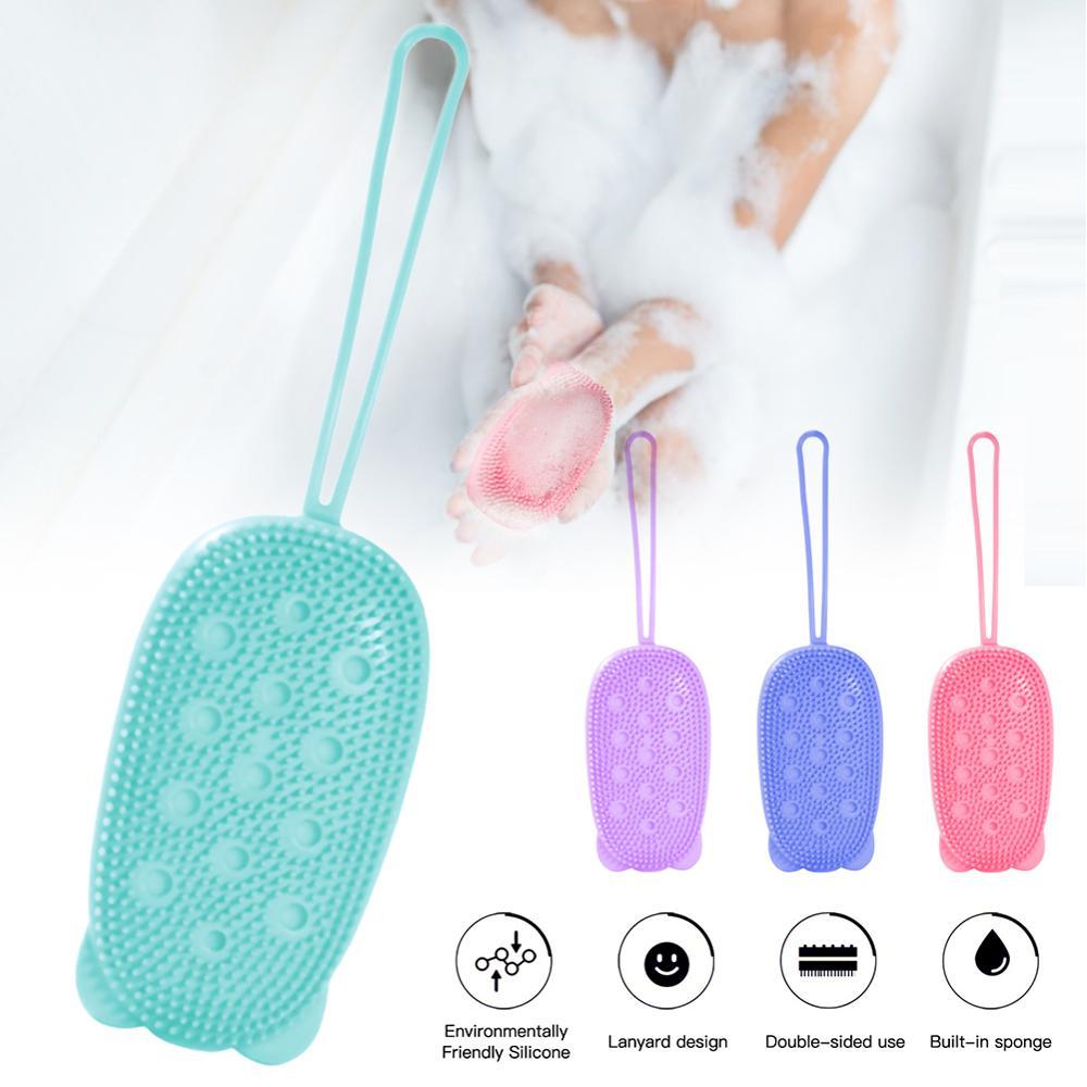 Cepillo de baño de silicona, cepillo de baño de burbujas, cepillo exfoliante para la espalda, cepillo de masaje de barro de doble cara.