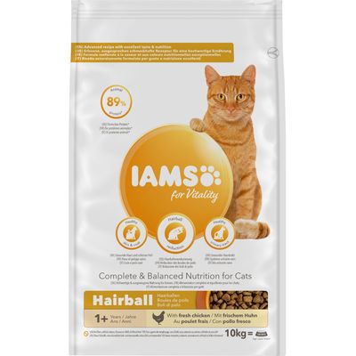 IAMS for Vitality tørrfôr til voksne katter med hårballreduksjon