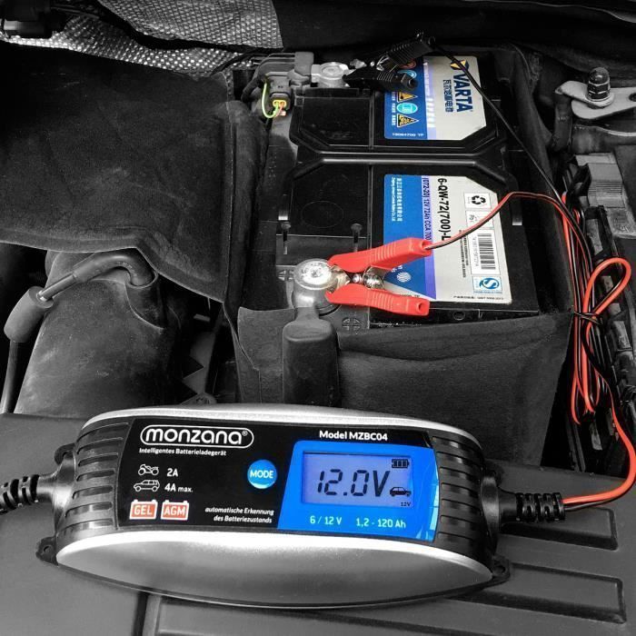 Smart batteriladdare för 6V 12V-fordon med LCD-skärm, 6 program, 7 automatiska laddningsnivåer för bilar och motorcyklar