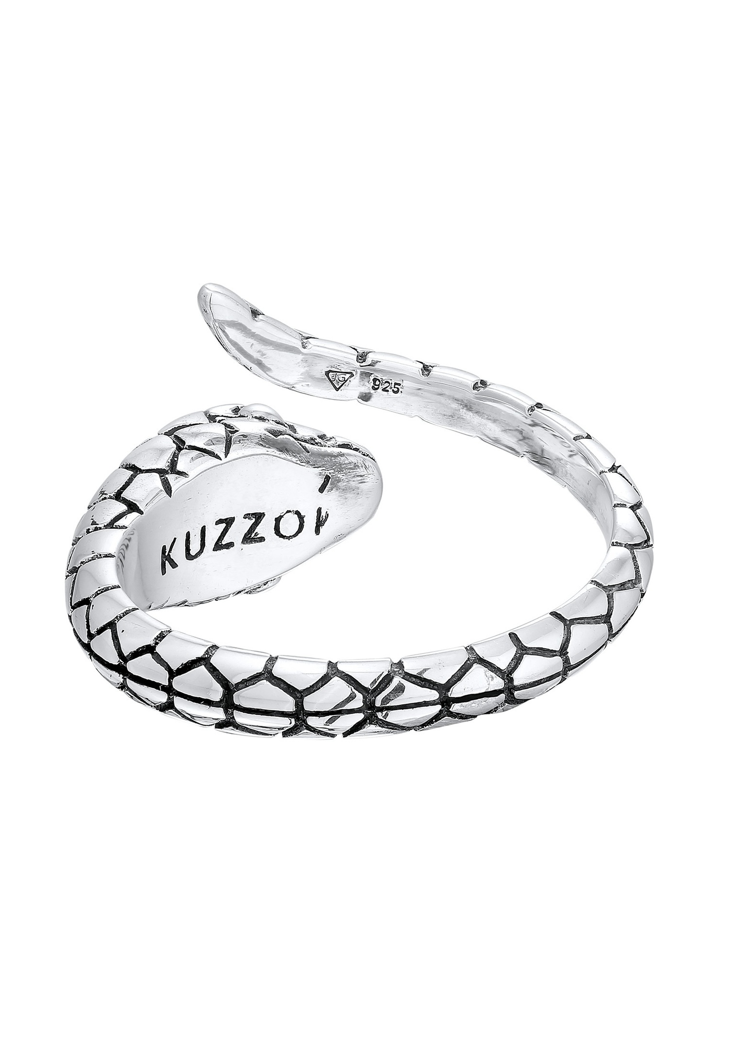 KUZZOI Hommes Ouvert Serpent Force Sturukturiert en argent sterling 925
