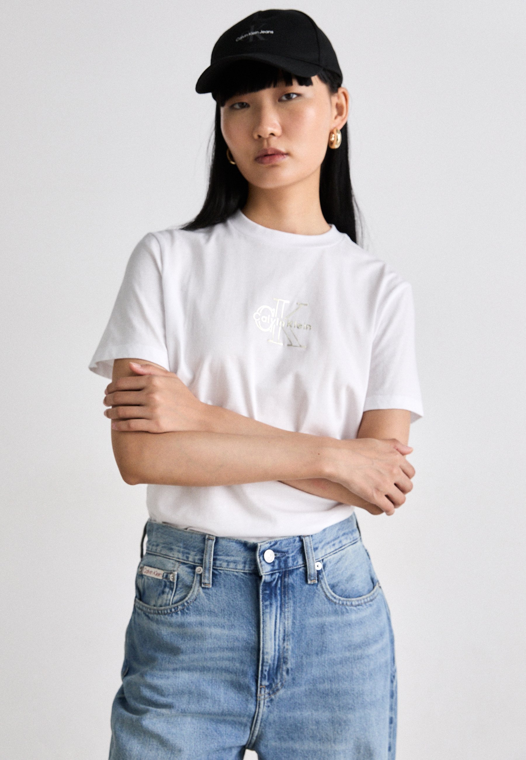 Calvin Klein Jeans CLASSIC FOIL MONOLOGO T-shirt - T-shirt met print - helder wit