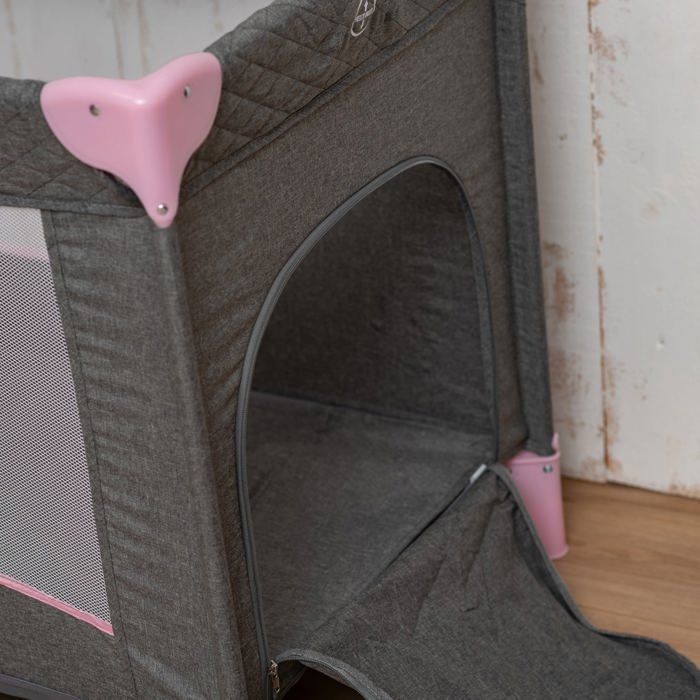 BEBELISSIMO - Lettino da viaggio per neonati - culla - dalla nascita - per la notte - letto pieghevole - 2 livelli - rosa