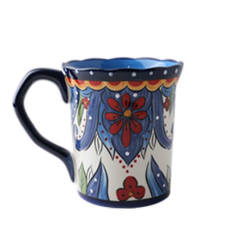 Hand Painted Ceramic Mug Breakfast Plain Milk Coffee Home Creative Mug Handmade Retro Office Espresso Mug Large Capacity MM50MK