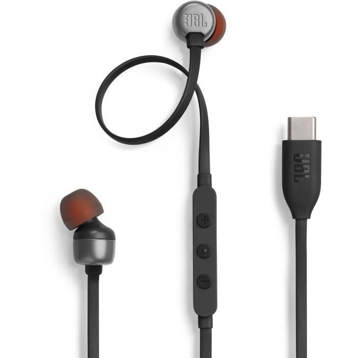 Auriculares con cable JBL Tune 310C - USB-C - Compatibles con audio de alta resolución - Negro