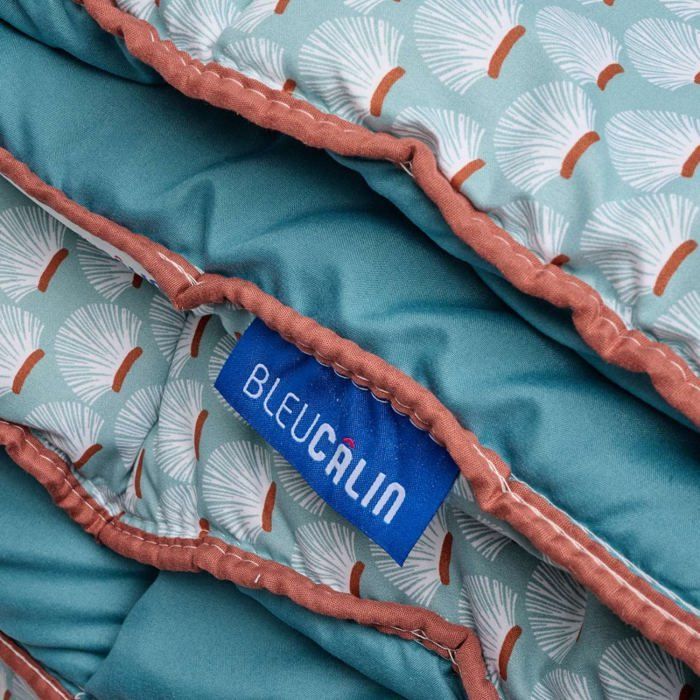 Warm printed duvet 140x200cm for 90x190cm bed - Soft - Reversible - Soft microfiber - BLUE CALIN