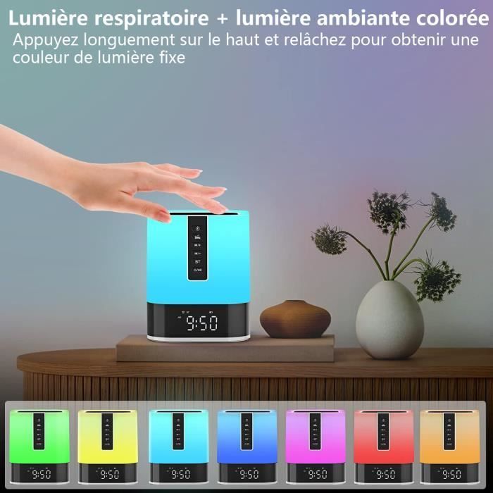 Altavoz Bluetooth con luz, luz nocturna, 48 colores, reproductor de MP3 y función manos libres.