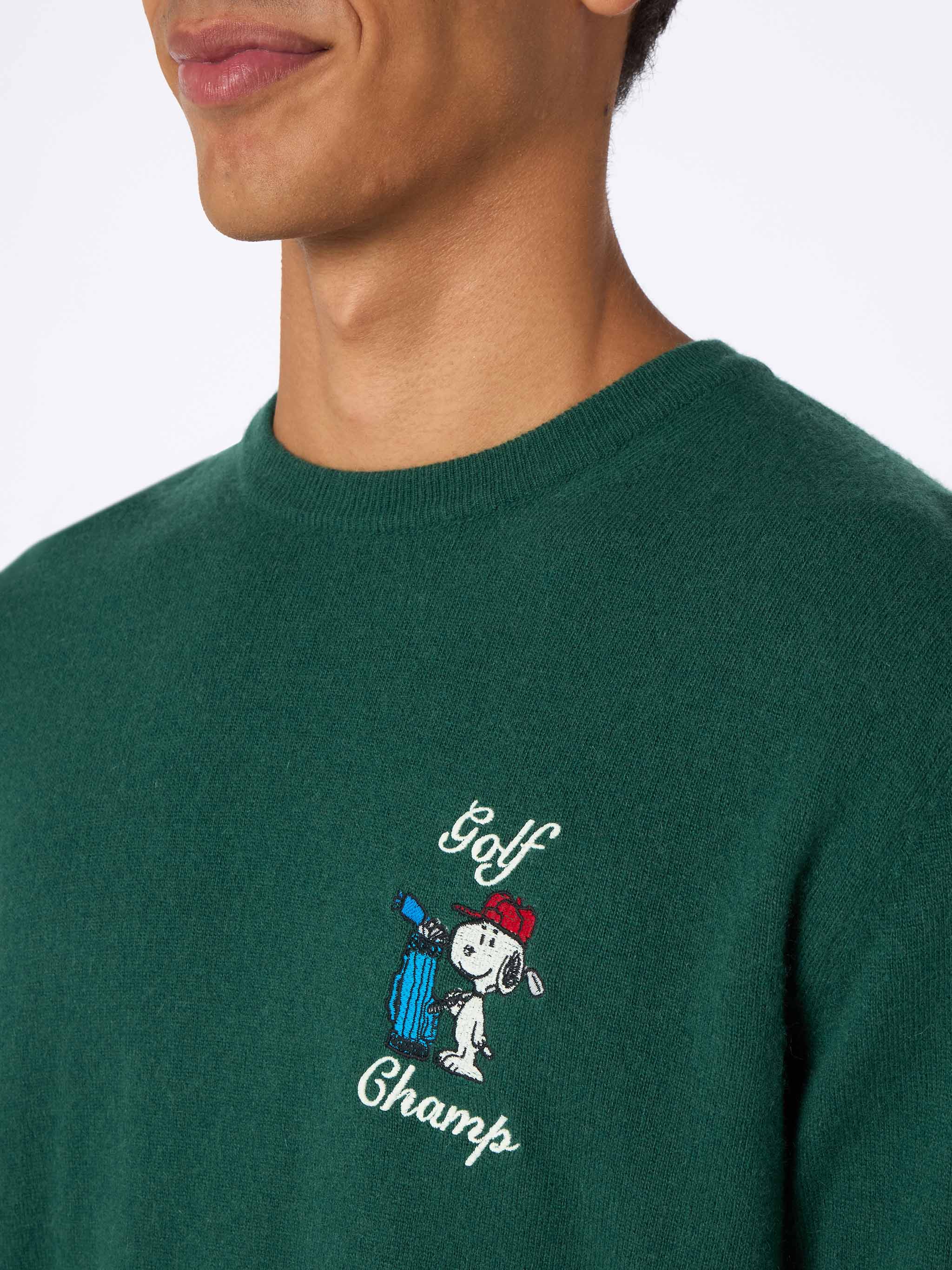 Heron herentrui in groen met Snoopy Golf Champ-borduurwerk | S EDITIE