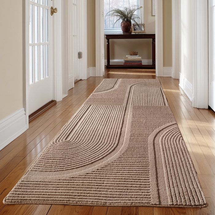 Carpetsale24 Lang vloerkleed 80x250 cm beige, Scandinavische boho-stijl, wasbaar, 3D-effect, perfect voor hal, woonkamer of slaapkamer