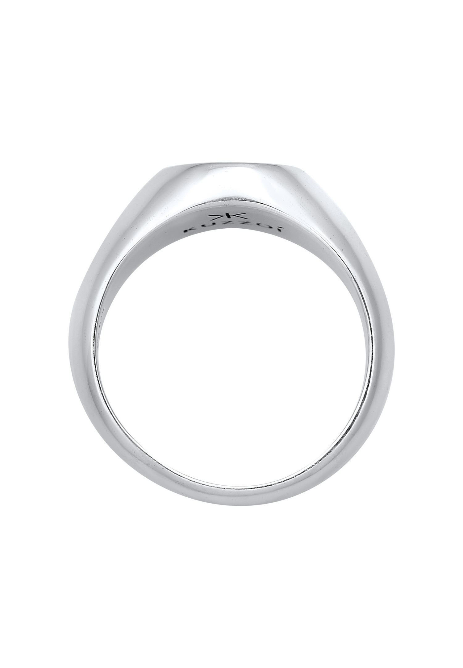 KUZZOI Hommes Sceau avec Smiling Face et Émail noir en Argent Sterling 925